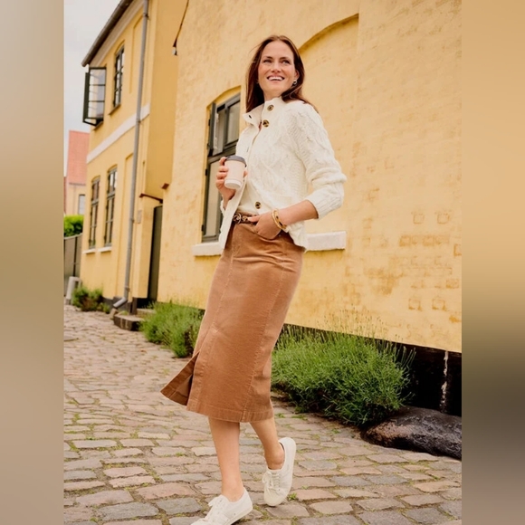 NEW Talbots Brown Corduroy Midi Skirt 10 - Picture 7 of 8